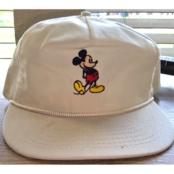 Vtg Mickey Mouse Disney Character Fashions Atlas Stapback Rope Hat 80s Made USA - Picture 1 of 4
